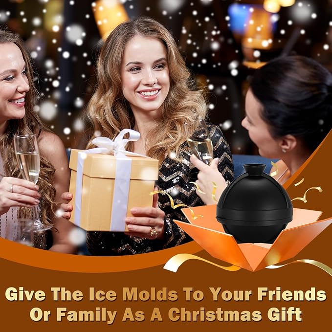 2 Pack Golf Ball Ice Cube Molds - 2.5 Inch Large Silicone 3D Ice Cube Molds for Cocktails, Bourbon, Brandy, Whiskey