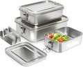 304 Stainless Steel Bento Box,3 Pack Stainless Steel Containers With Lids 2400/1400/850ml,Leak-Proof & Stackable Metal Lunch Box Food Storage Containers for Work Work,Picnic