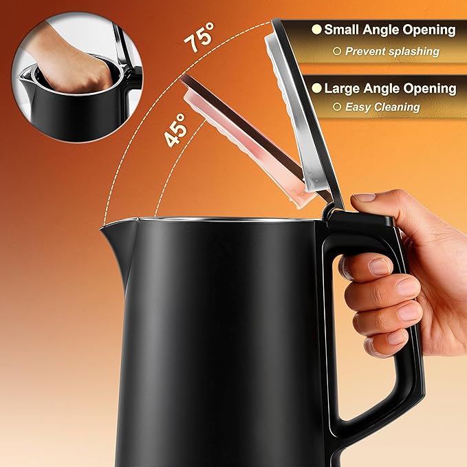 Dezin Electric Kettle, 0.8L Small Electric Kettle with Double Wall Construction, 304 Stainless Steel Electric Tea Kettle for Business Trip, Portable Travel Kettle with Auto Shut-Off (Without Cup)