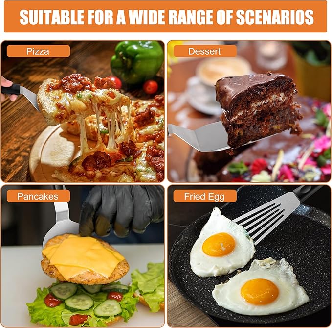 Stainless Steel Spatula Set of 3, Small Metal Spatulas for Cooking Cast Iron Skillet - Fish Turner Hamburger Spatula Griddle Grill Spatulas - for Grill, Pancake, Fish, Hamburger, Egg