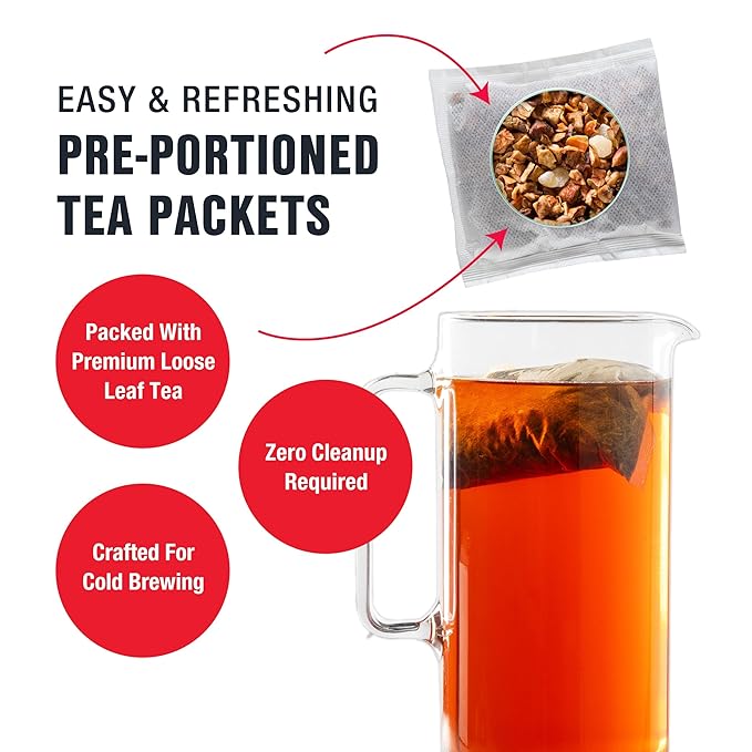 Tiesta Tea - Chunky Watermelon Cold Brew, Loose Leaf, Sweet Watermelon Herbal Tea, Non-Caffeinated, Cold Brew Packets, Makes 64 oz Per Bag (Pack of 10)