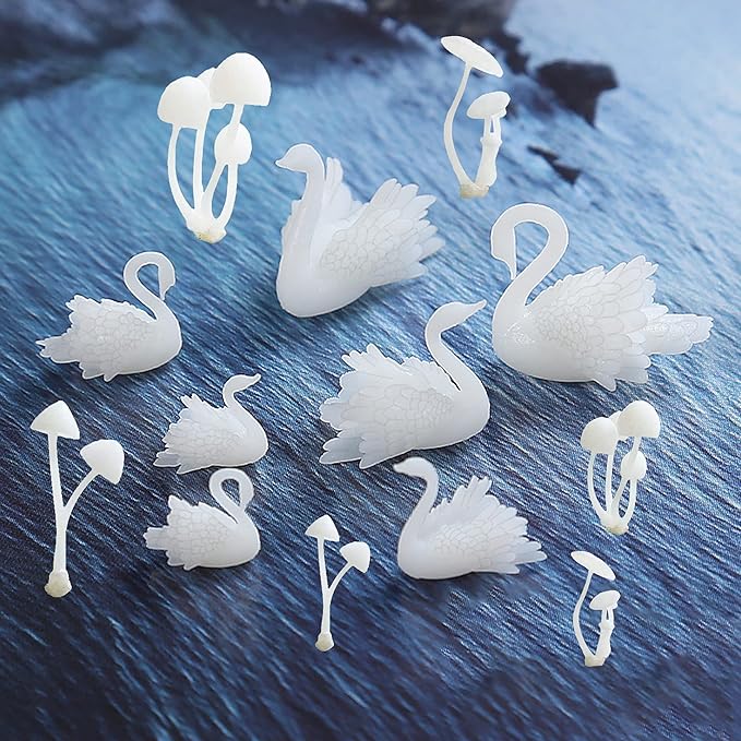 Woohome 14 PCS 3D Jewelry Making Supplies Resin Mould Filler, Mini Swan Mushroom Resin Casting Moulds Fillers, 3D Resin Filler Art Craft Supplies Epoxy Moulds for Art Resin Crafts DIY