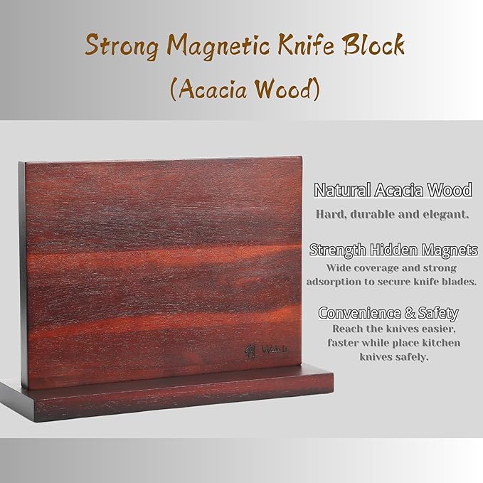 Wakoli Red Knife Block Set – 5-Piece Professional Damascus Kitchen Knife Set with Magnetic Block | 67-Layer Damascus Steel with VG10 Core | Ergonomic Rosewood Handles | Gift Box (Rose Elegance)