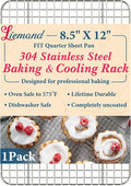Cooling Racks for Cooking and Baking - 8.5"x12" Oven Safe Premium Stainless Steel Heavy Duty Baking Rack Tight-Wire, Fits Quarter Sheet Pan for Roasting & Grilling & Cooking - 1 Pack