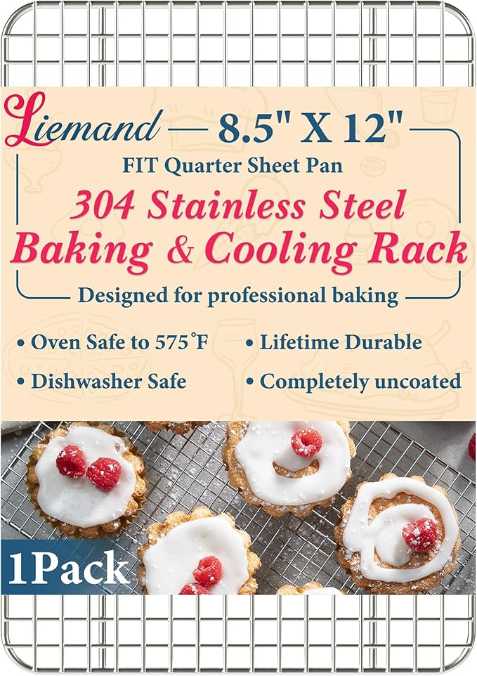 Cooling Racks for Cooking and Baking - 8.5"x12" Oven Safe Premium Stainless Steel Heavy Duty Baking Rack Tight-Wire, Fits Quarter Sheet Pan for Roasting & Grilling & Cooking - 1 Pack