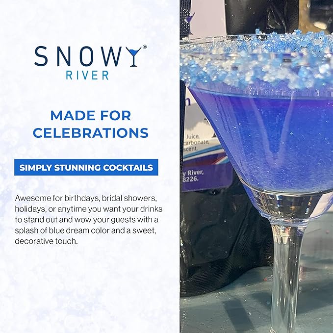 Snowy River Blue Dream, Cocktail & Margarita Sugar Rimmer - Vibrant Naturally Colored Sugar for Cocktail Rimming, Baking & Decorating, Medium Crystal - 8oz