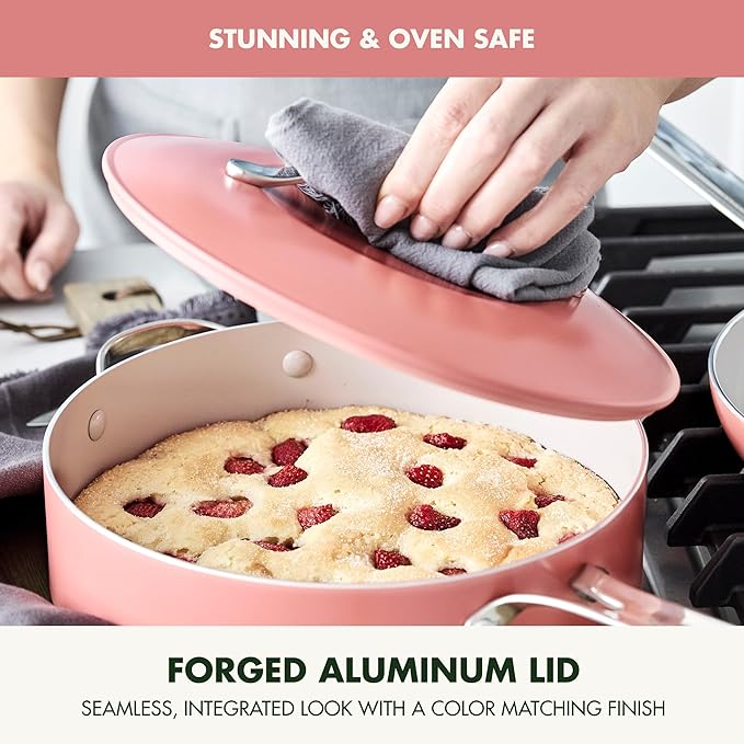 GreenPan Nova 10” Frying Pan Skillet and 4.37QT Sauté Pan with Lid, Oprah’s Favorite Things 2024, PFAS-Free Ceramic Nonstick, Induction Suitable, Sear, Fry, Broil, Dishwasher & Oven Safe, Coral