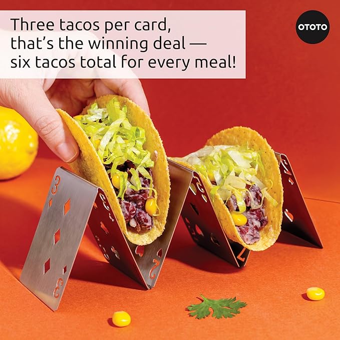OTOTO Pick-a-Taco Taco Holders Set of 2 - Cool Kitchen Gadgets, Cute Kitchen Accessories, Taco Tray, Taco Shell Holder, Taco Stand, Cards White Elephant Gifts, Kitchen Gifts, Funny Gifts