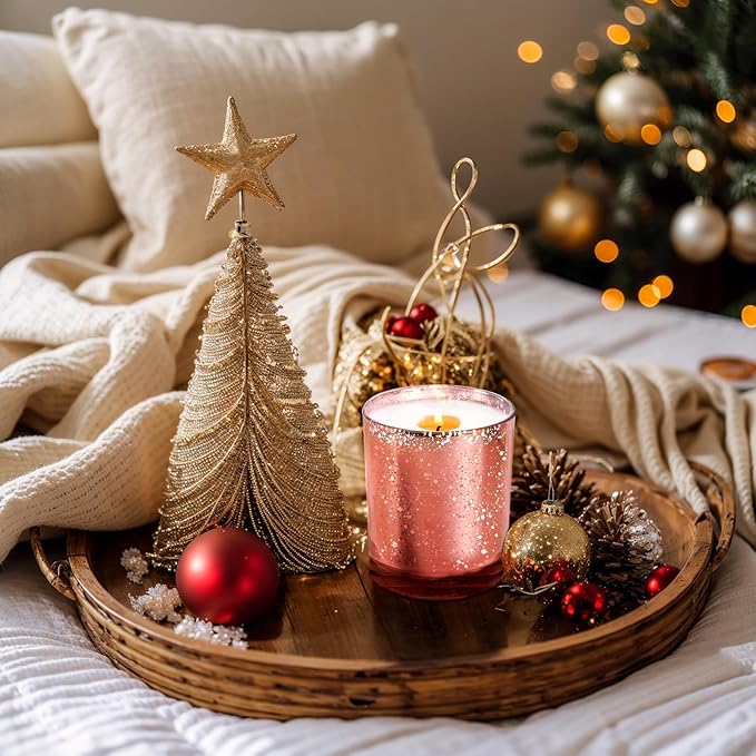 Thick Candle Jars for Making Candles 16 Pcs, 7 OZ Empty Jars with Wood Lids for Candle Making, Sample Container, Rose Pink
