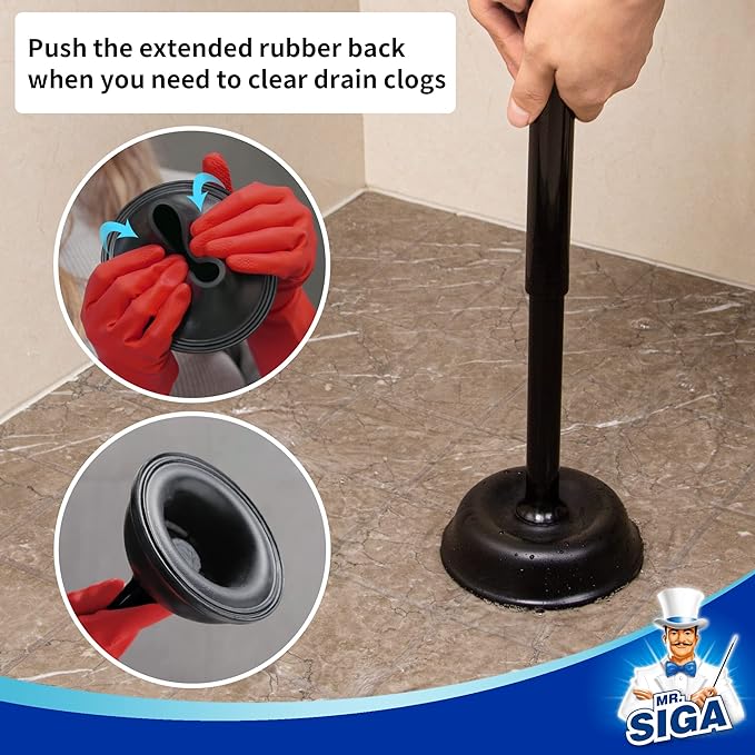 MR.SIGA Toilet Plunger with Holder, Heavy Duty Toilet Plunger and Holder Combo for Bathroom Cleaning, Black