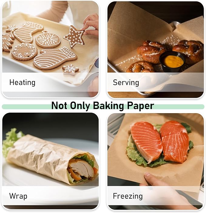 EcoDispose Non-Stick Precut Parchment Paper Baking Sheets Full Pan liner for Bake (16-3/8" x 24-3/8",Unbleached,200PCS)