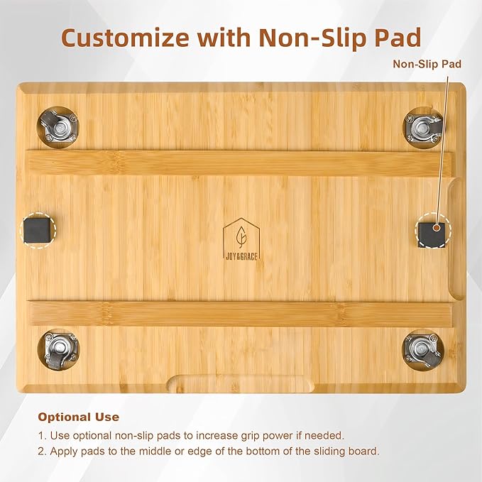 Joy&Grace Appliance Slider for Kitchen Appliances 360° Rolling Sliding Tray for Coffee Maker Countertop, Bamboo Coffee Pot Slider Rolling Tray (Natural, Large 16"x13")