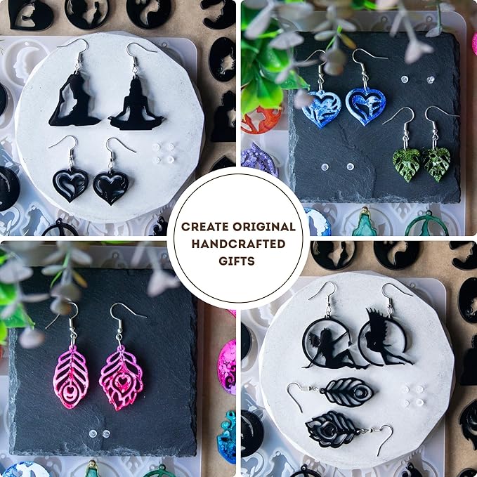 Keychain Resin Molds Silicone with Hole, UV Resin Jewelry Mold, Epoxy Resin Molds for Keychain Pendant Jewelry Making Molds for Epoxy Resin Earring Mold, Earrings, Necklace