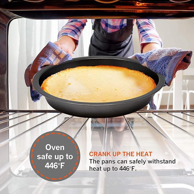Perlli Baking Pan 10 Piece Set Nonstick Carbon Steel Gray Oven Bakeware Kitchen Set, 2 Cookie Sheets, 2 Round Cake Pans, Square Pan, Roasting Pan, Loaf Pan, Crisp Pan, Pizza Crisper, & Muffin Pan