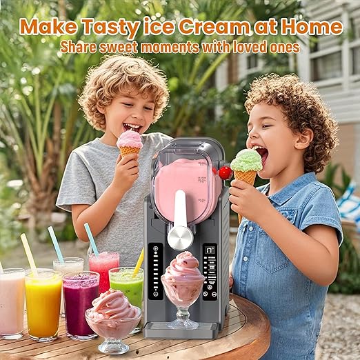 Slushie Machine No Ice Needed: Soft Serve Ice Cream Machine,Slushy Machine for Home with 6 Preset Programs, Quiet Operation, LED Display, Auto-Clean,Perfect for Milkshakes, Margarita Smoothie, Frappés