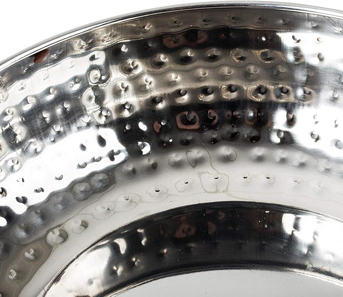 Salad Bowl and Serving Utensils - Hammered Detailing - Stainless Steel Mixing Bowls with Lids- Luxurious Serving Bowls (12" Hammered Salad Bowl)