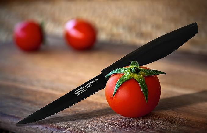 Ginsu Daku 10-Piece Black Knife Set with Black Wood Block - Dishwasher Safe and Always Sharp