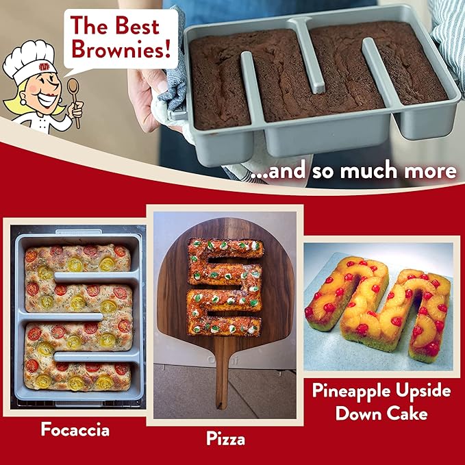 Baker's Edge Brownie Pan, The Original All Edges Brownie Pan for Baking | Premium Double Nonstick Coating, Heavy Gauge Cast Aluminum, Rectangular 9x12” Size Baking Pan - US Patented Design