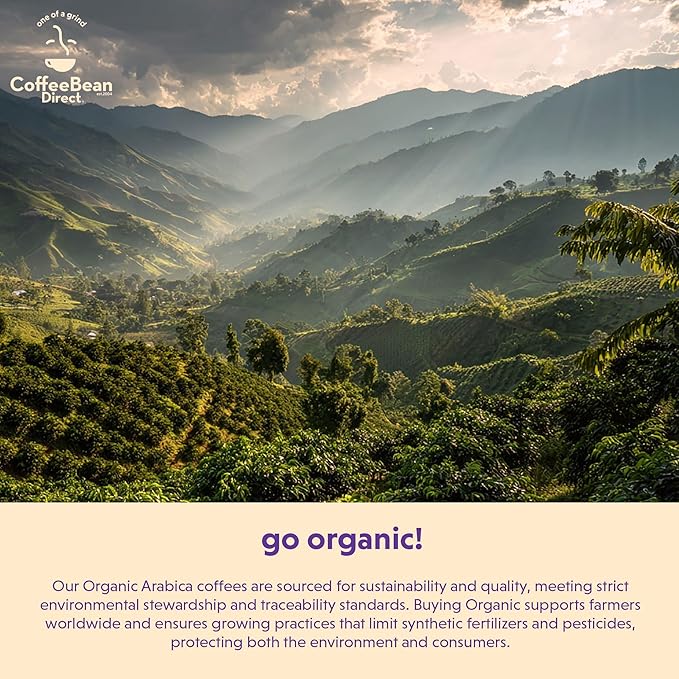 Coffee Bean Direct Organic Fair Trade Espresso Blend, Whole Bean Coffee, Dark Roast, 1 Pound Bag (Pack of 1)