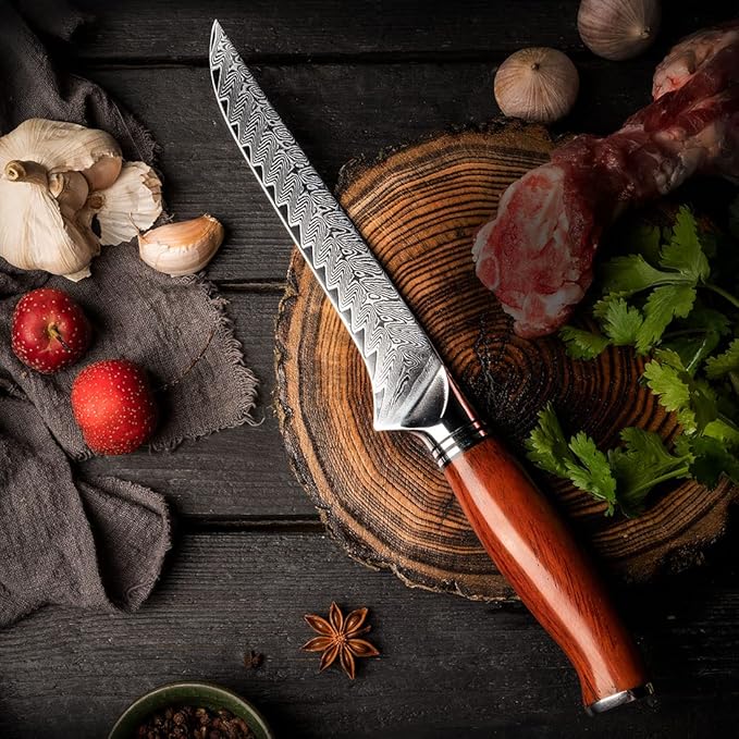 YARENH Boning Fillet Knife 6 Inch, Professional Kitchen Chef Knife, 73 Layers Damascus High Carbon Steel, Full Tang Sandalwood Handle, FYW Series