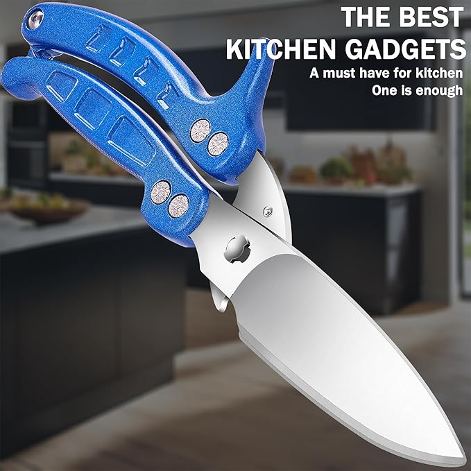 Kitchen Shears Heavy Duty Poultry Shears Meat Cutting Dishwasher Safe and Stainless Food Kitchen Scissors for Chicken Turkey Thanksgiving,Blue