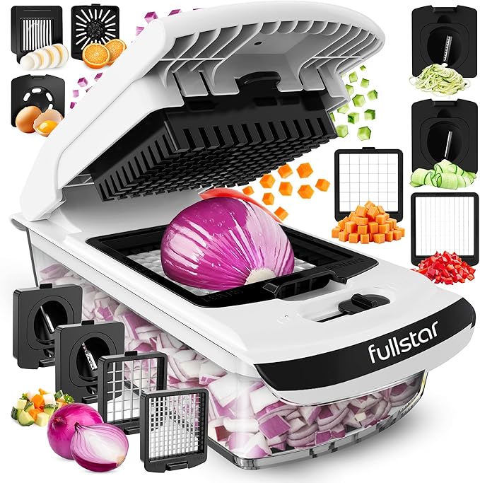 Fullstar The Original Pro Chopper - Vegetable Chopper and Spiralizer, Food Chopper with Container, Fruit Slicer, Kitchen Gadgets & Accessories, Home Essentials (8 in 1, White)