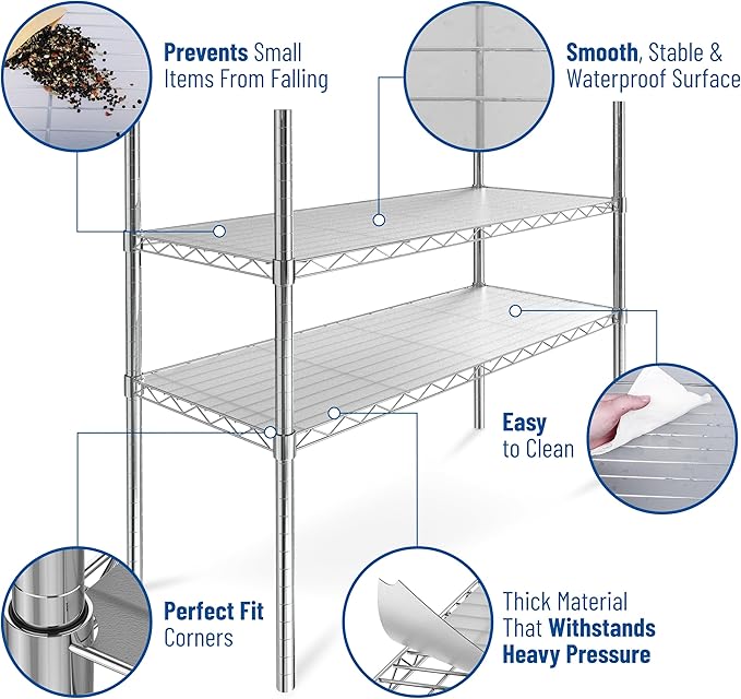 Sterling Shelf Liners for Wire Shelf System - Plastic Wire Shelving Shelf Mats - Clear, 24x48 Inch 4pcs