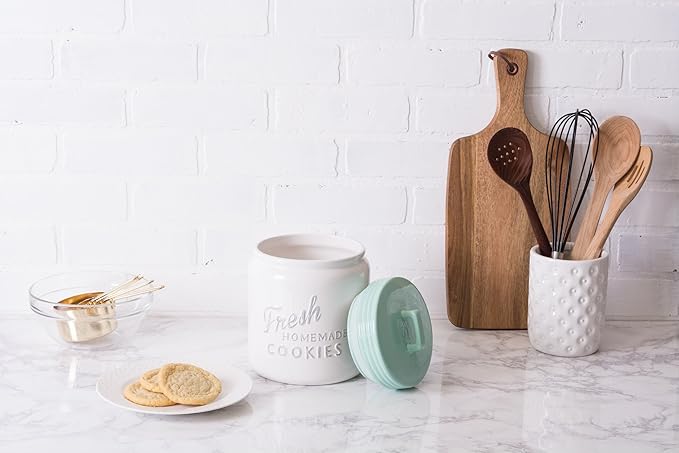 DII Kitchen Accessories Collection Ceramics, Cookie Jar, Aqua