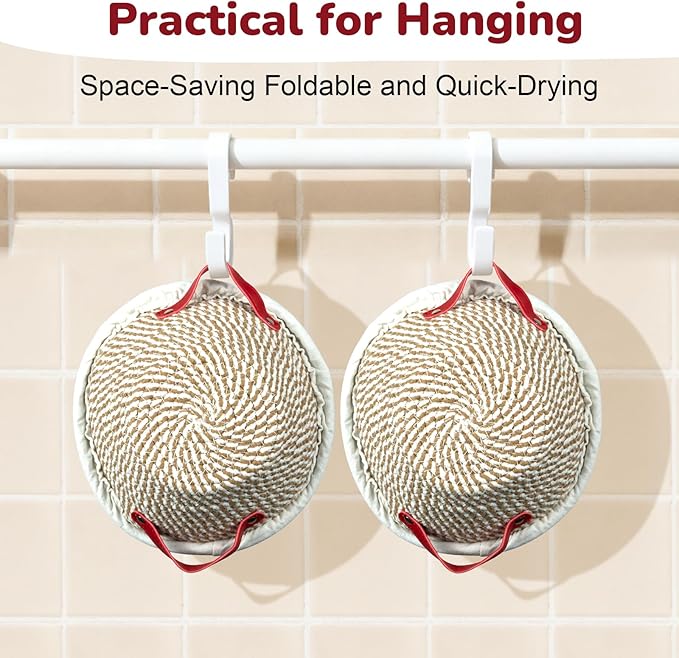 Banneton Bread Proofing Basket Set, 2 Pack Cotton Rope Sourdough Baskets with Liners, Cloth Covers & Silicone Baking Mat, Sourdough banneton basket for Sourdough Baking Supplies