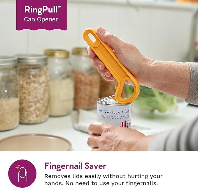 Ring Pull & Pop Top Can Opener (Mulberry) Easy Open Any Pull Tab Cans for Seniors, Soda, Pet Food, Cat Cans, Beer, Parkinsons Aids for living Gifts, Gadgets for People with Arthritis, kitchen gadgets.