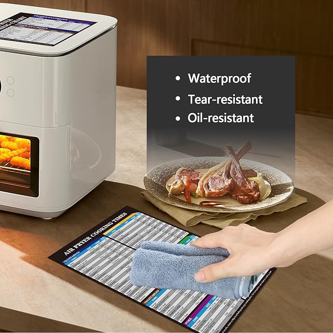Air Fryer Cooking Times Magnetic Chart - 2-Piece Magnetic Cheat Sheet for 80+ Foods, Rectangular Cooking Guide for Easy Reference, Air Fryer Cooking Accessory, Fridge/Oven - Mountable Sheets