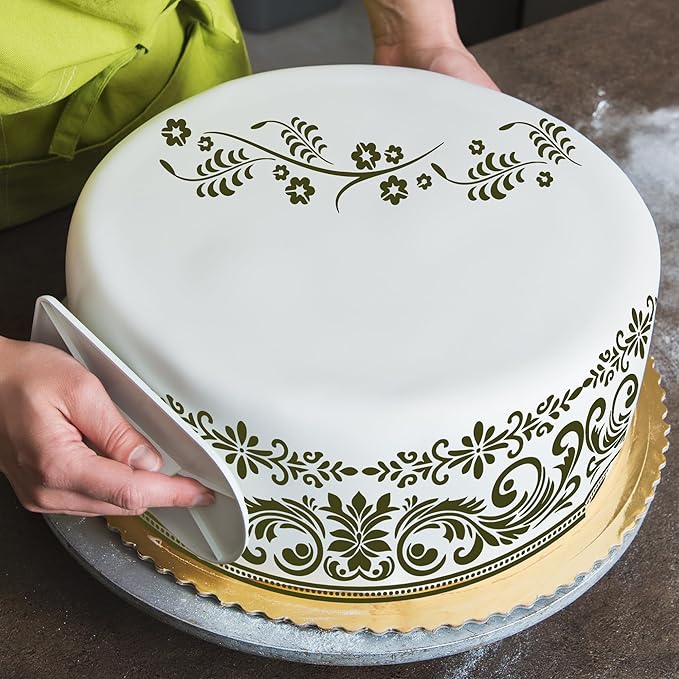 Cake Stencils Decorating for Baking - 12 Pcs Reusable Floral Border Stencils, Mexican Art Flower Lace Stencil, Buttercream Templates for Painting on Wood Crafts