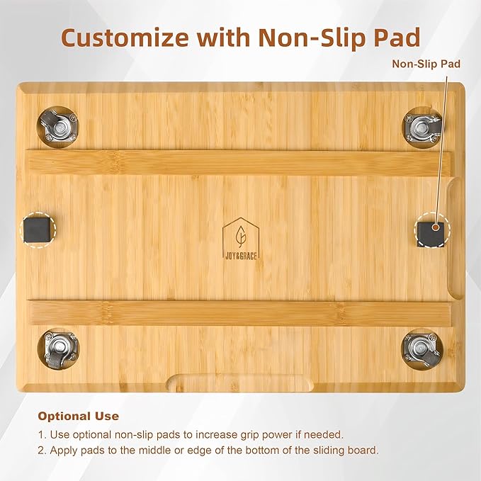 Joy&Grace Appliance Slider for Kitchen Appliances 360° Rolling Sliding Tray for Coffee Maker Countertop, Bamboo Coffee Pot Slider Rolling Tray (Natural, Medium 14.5" x 10")