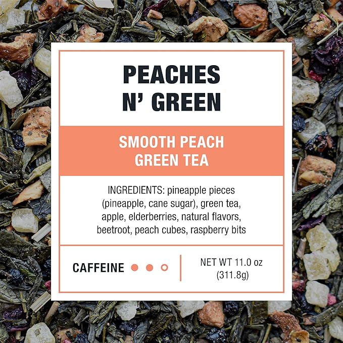 Tiesta Tea - Peaches N' Green Cold Brew, Loose Leaf, Smooth Peach Green Tea, Premium Medium Caffeinated Iced Drink, Cold Brew Packets, Makes 64 oz of Pitcher Per Bag (Pack of 10)
