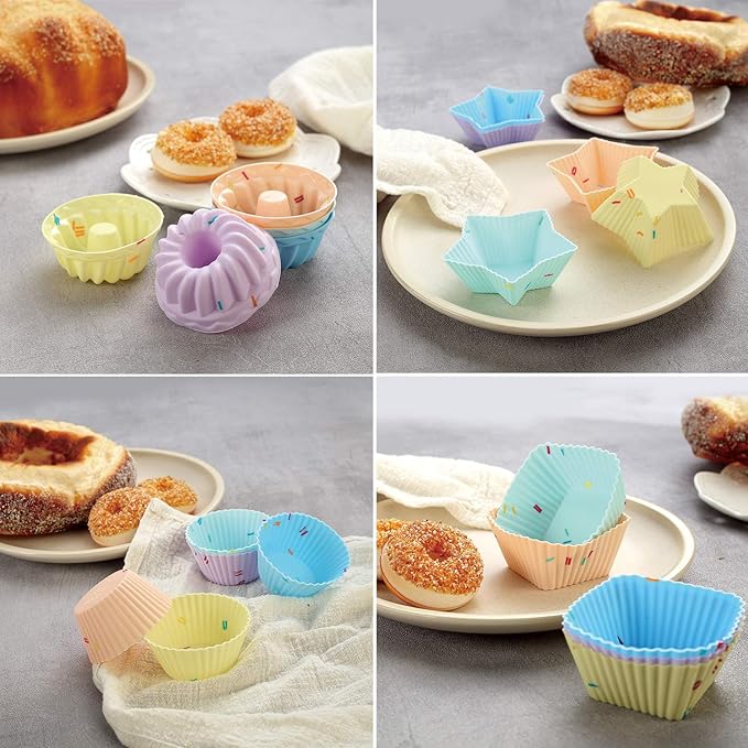 51PCS Silicone Bakeware Set Silicon Cake Molds Set For Baking, Including Baking Pan, Cake Mold, Cake Pan, Toast Mold, Muffin Pan, Donut Pan, And Cupcake Mold Silicone Baking Cups Set