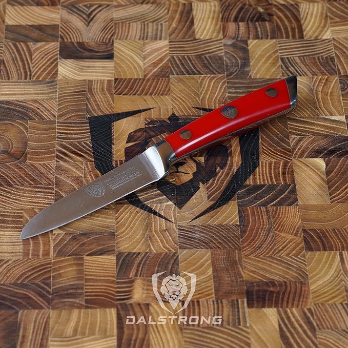Dalstrong Paring Knife - 3.5 inch - Gladiator Series - Forged High-Carbon German Steel - Crimson Red ABS Handle Kitchen Knife - Sheath Included - Razor Sharp Cooking Chef Knife - NSF Certified