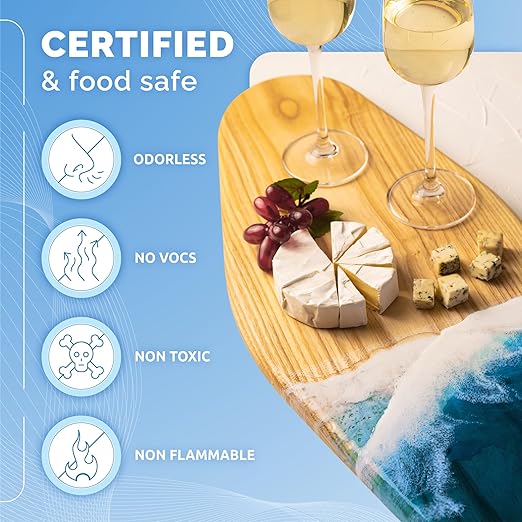 CRAFT RESIN 34 Oz Crystal Clear Epoxy Resin Kit - Food Safe & UV Resistant for DIY Art, Wood, Jewelry Making, Coasters, Molds Casting Resin Epoxy - Low Viscosity, Self Leveling for Beginners & Pros
