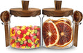 Glass Food Storage Jar with Lids Spoon Glass Coffee Canister Borosilicate Glass Food Containers for Ground Coffee Beans Nut Pasta Sugar Candy Spice Rice Tea (400ml/13.5oz-2 pcs-with spoon)