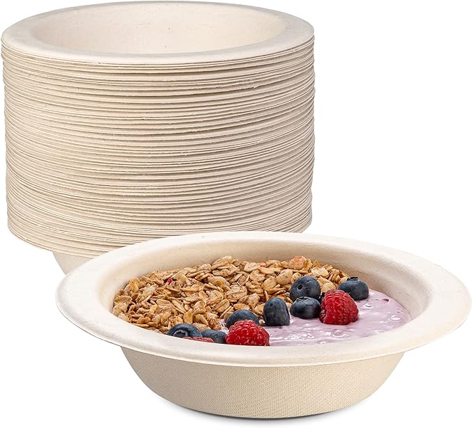 GUSTO [16 oz - 125 Count Heavy-Duty 100% Compostable Kraft Paper Soup Bowls – Eco-Friendly Disposable Sugarcane (Formerly Comfy Package)