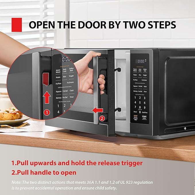 TOSHIBA ML4-EM12PA(BS) Countertop Microwave Oven with Smart Sensor, One-Touch Cooking, and 13 Auto Menus, 1000 Watts, 1.2 Cu.Ft. with 12.4-Inch Turntable, Black Stainless Steel