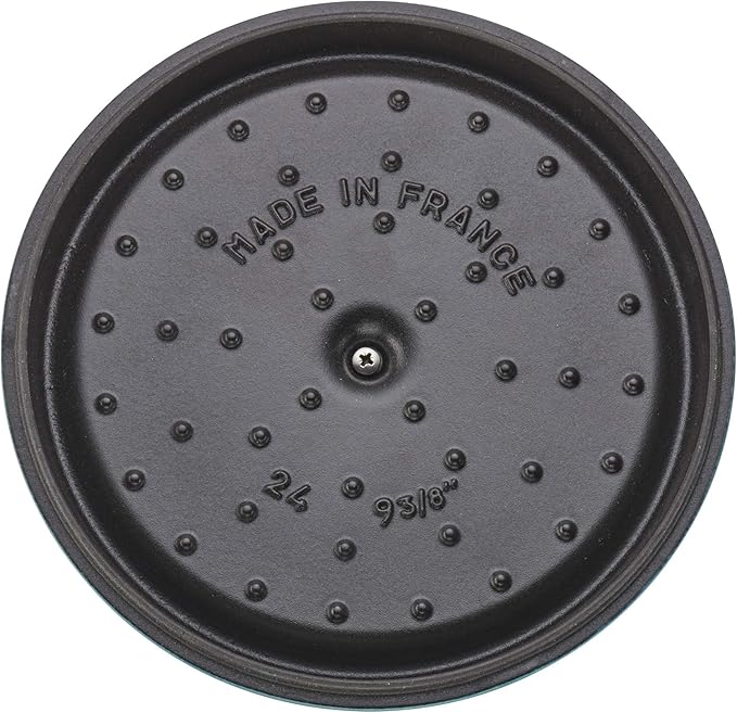 STAUB Cast Iron Round Cocotte, Dutch Oven, 4-quart, serves 3-4, Made in France, Turquoise