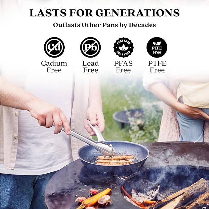 Alva Black Angus 9.5 & 11” Carbon Steel Frying Pan Set – Naturally Nonstick, PFAS-Free & Toxin-Free, Oven & Induction Safe, Chef-Grade Heat Control, Built to Last a Lifetime, Designed in Belgium