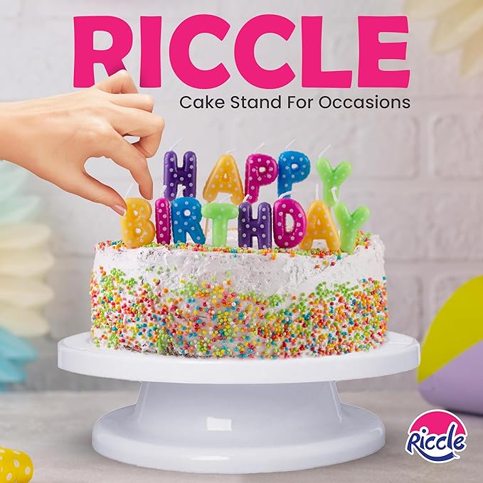 Riccle 88 pcs Cake Decorating Kit with Blue Cake Turntable - Includes 50 Disposable + 2 Reusable Piping Bags and Tips Set, 24 Icing Piping Tips, 2 Spatulas, 3 Icing Comb Scraper (Black)