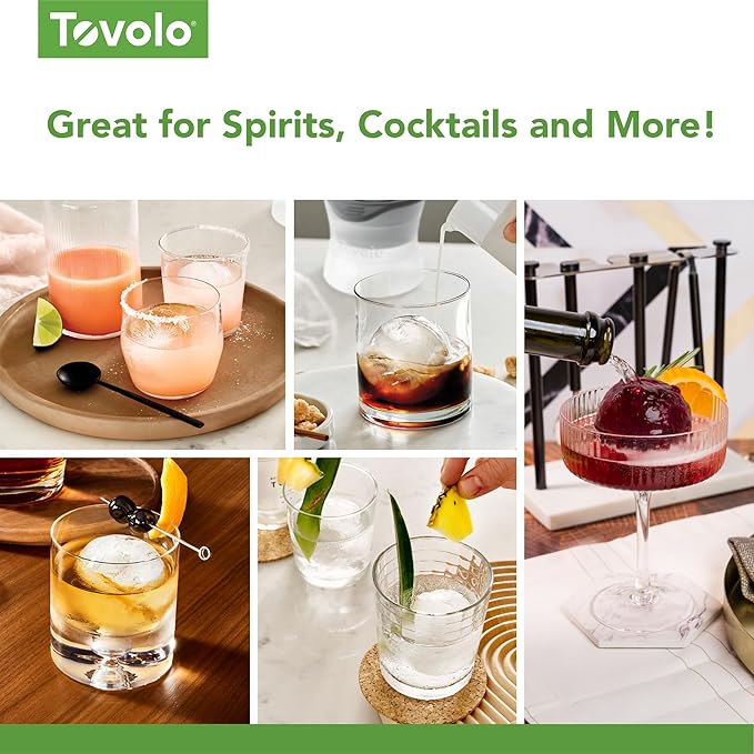 Tovolo Ice Cubes Mold Pack of 2 Large Craft Ice Molds for Whiskey Bourbon Cocktails, Easy Fill No Leak Silicone Ice Molds Gift for Him Stackable Dishwasher Safe BPA Free Heart Ice