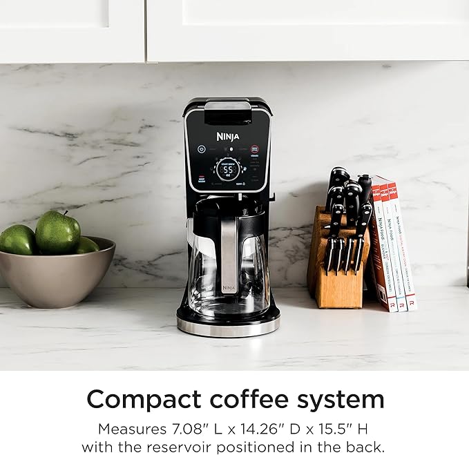 Ninja R-CFP300 DualBrew Pro Specialty 12-Cup Coffee Maker with Glass Carafe, K-Cup, 4 Brew Styles, Built-In Frother, Black - Certified Refurbished