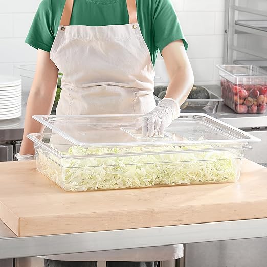 6 Pack 1/1 Size Lids Universal Full Size BPA-Free Polycarbonate Clear Food Pan Lids Dishwasher Safety Food Storage Container Cover with Handle for Food Prep Table Hotel