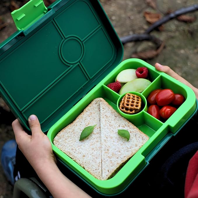 Yumbox Tapas Bento Lunch Box – Leakproof & Reusable Food Container for Adults, Teens & Kids – 4-Compartment Tray – Palm Green Lime – BPA-Free & Easy to Clean – Ideal for Work, School & Travel
