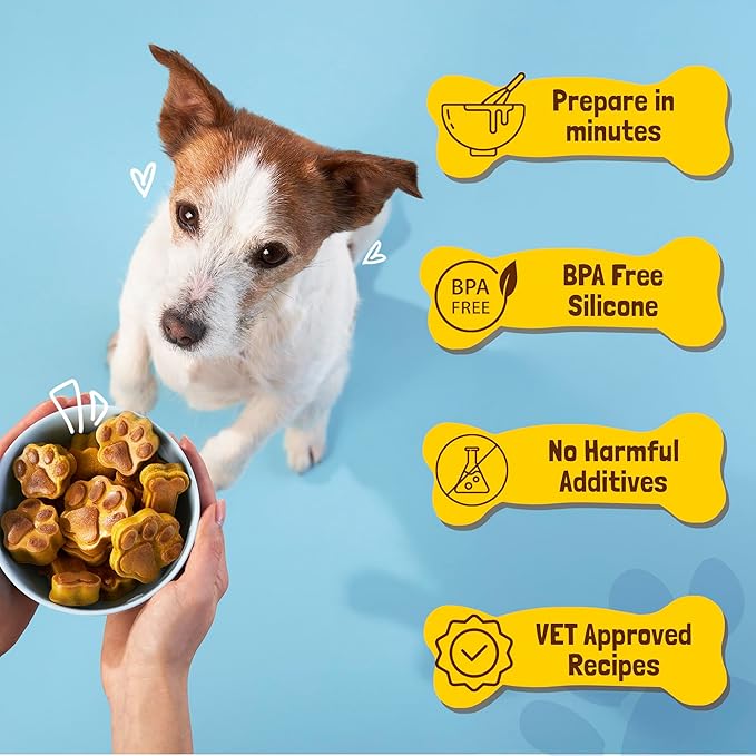 BoneItUp Dog Treat Making Kit – All-in-One DIY Cookie Set with Reusable 3 Silicone Dog Treat Molds, 3 Cutters, 10 Recipes & Gift Bags – Make Healthy Homemade Treats for Dogs, XL Kit for Big Dogs