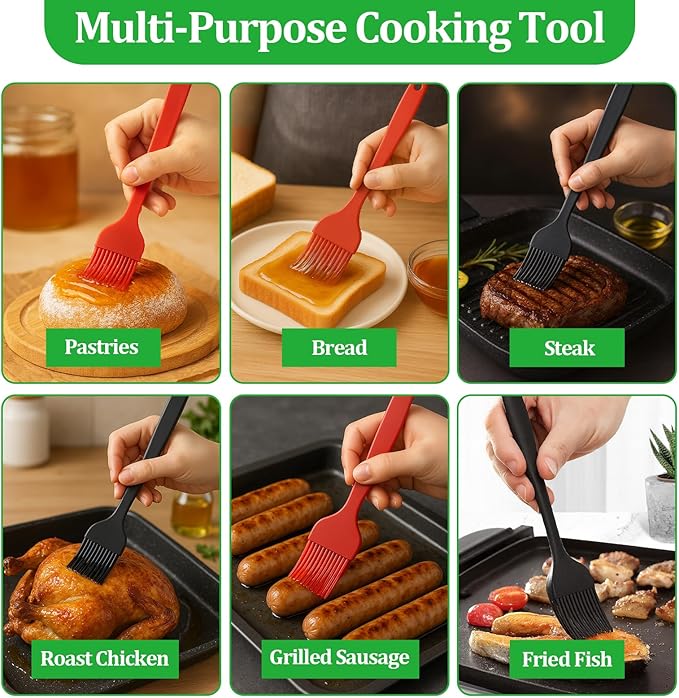 3 PCS Silicone Basting Pastry Brush,Heat Resistant Cooking Brush for Oil Butter Sauce,Premium Cooking Brush for Sauce Marinade Meat Glazing