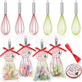 6 Sets 12 Inch Christmas Whisks Gifts DIY Fillable Christmas Tree Ornaments Xmas Colored Silicone Whisks for Cooking Heat Resistant Egg Beaters with Card Rope Bag for Candy Holder